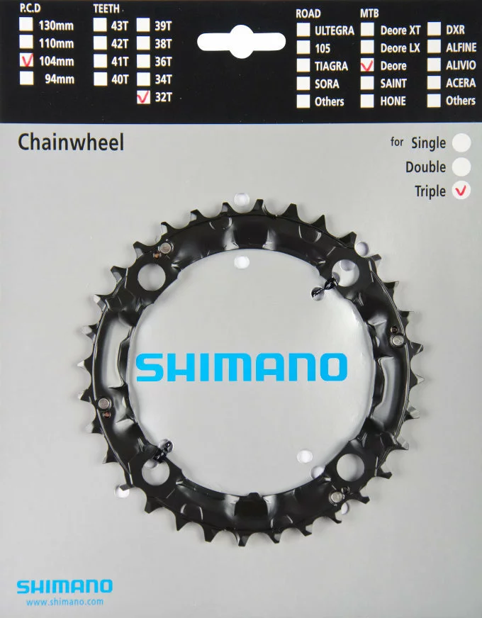Shimano Deore 2000 4-Arm 32 Zähne N-Type IG Schwarz Stahl (längere Lebensdauer) Y-1EA98100 1 Shimano Deore 2000 4-Arm 32 Zähne N-Type IG Schwarz Stahl (längere Lebensdauer) Y-1EA98100